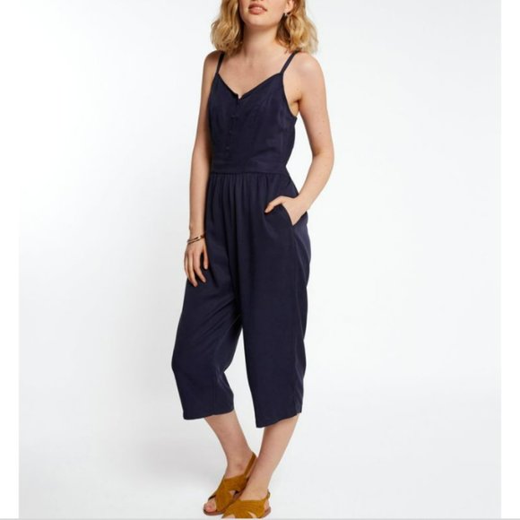 Fat Face Pants - Fat Face Wide Leg Tencell/Lyocell Jumpsuit Navy Blue